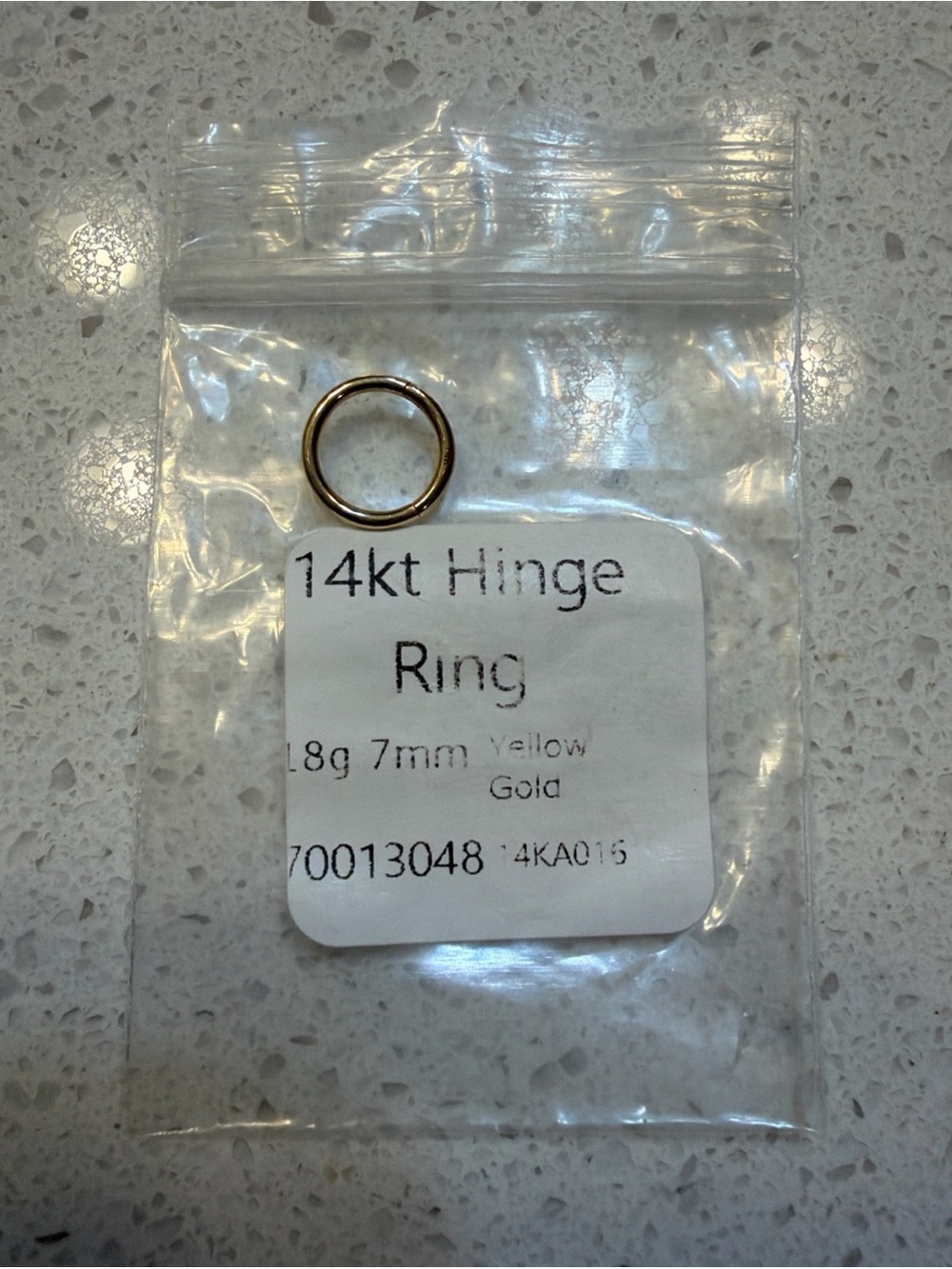 14k Yellow Gold 18 Gauge 7mm Clicker Earring Hoop Nostril Septum Helix Piercing